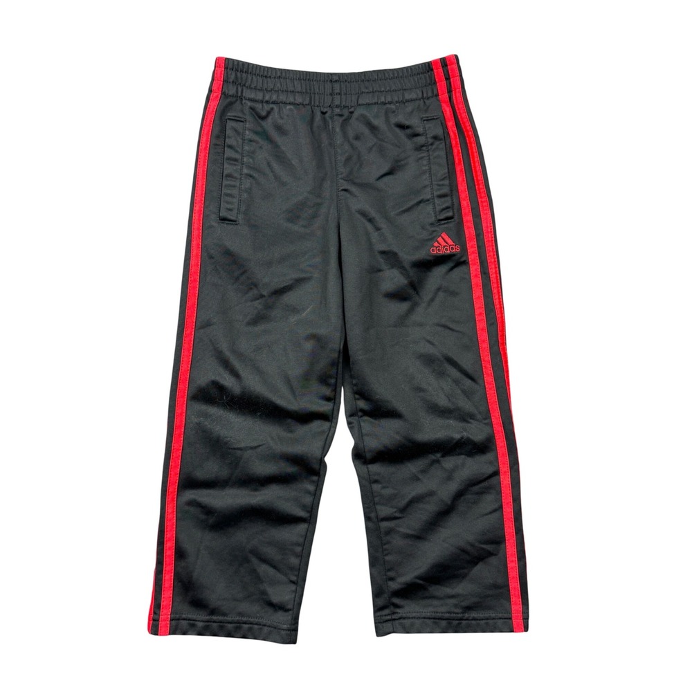 Adidas Kids Youth Size 5T Black Red 3 Stripe Sweatpants Athletic Casual